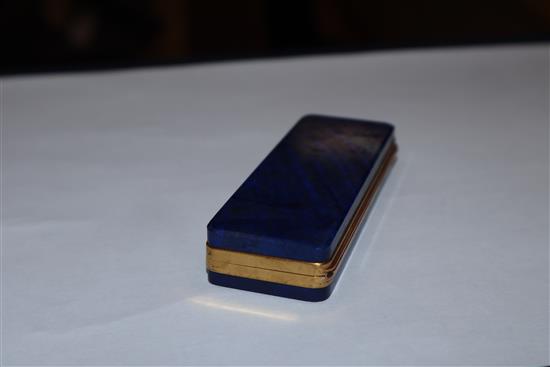 A gold mounted lapis lazuli toothpick box